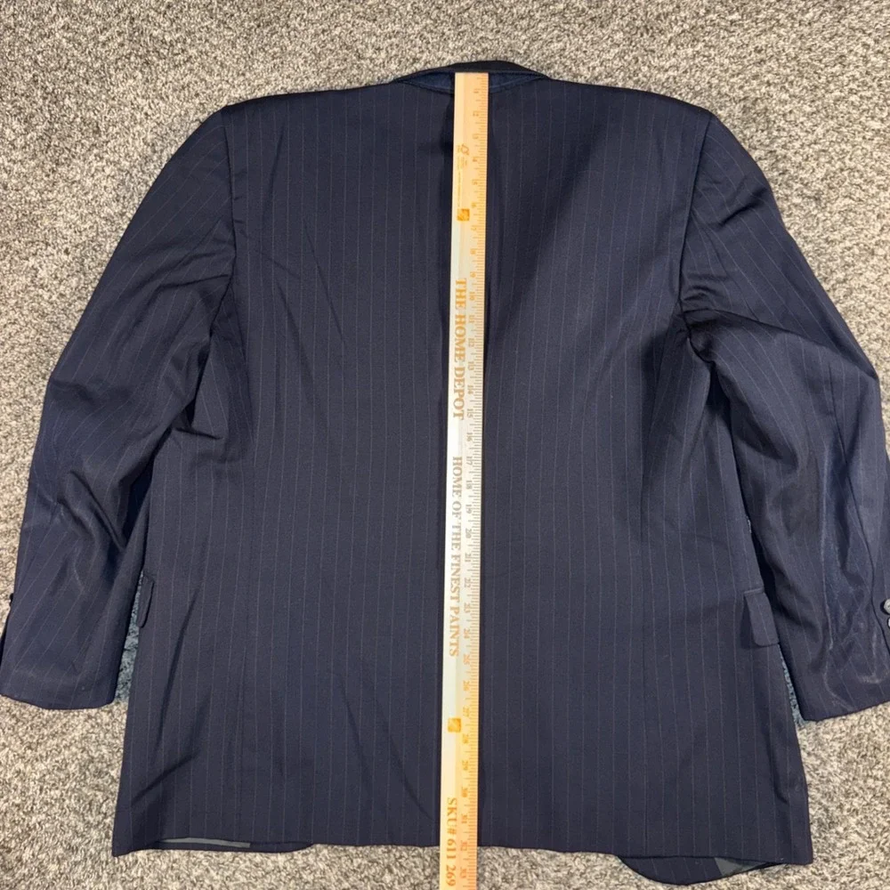 Vintage 80s Christian Dior Monsieur Navy Blue Pinstripe Wool Blazer 43L - Picture 8 of 8